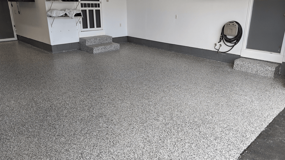 Floor coated in domino flakes