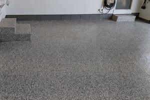Floor coated in domino flake epoxy